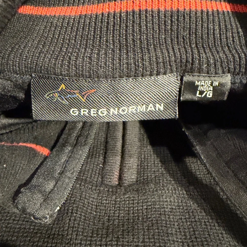 Greg Norman Carolina Panthers Y2K Satin Lined Quarter Zip Sweater Mens L Black